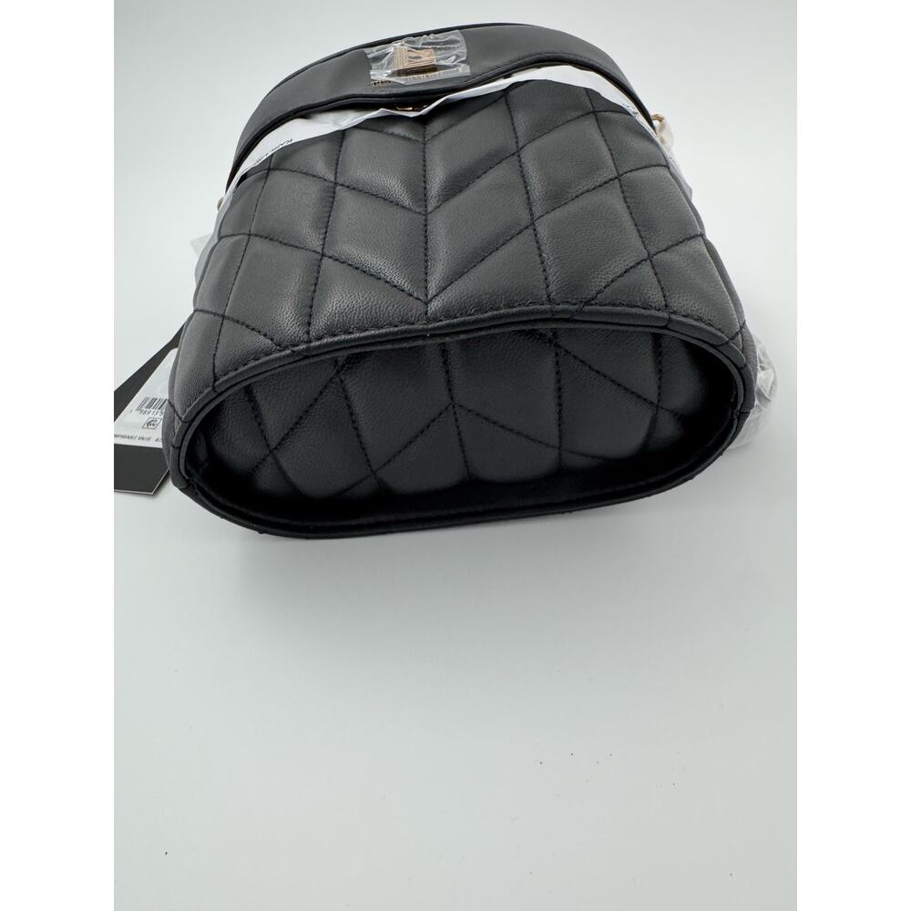 Karl Lagerfeld Paris Black Quilted Bucket Crossbody Bag with Gold Hardware - Picture 5 of 6